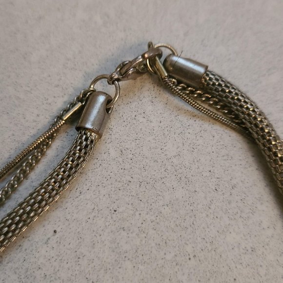 3 Chain Necklace with Blue Bead Accents - Picture 8 of 8